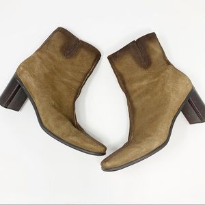 Franco Sarto boots brown stacked chunky heel 8.5